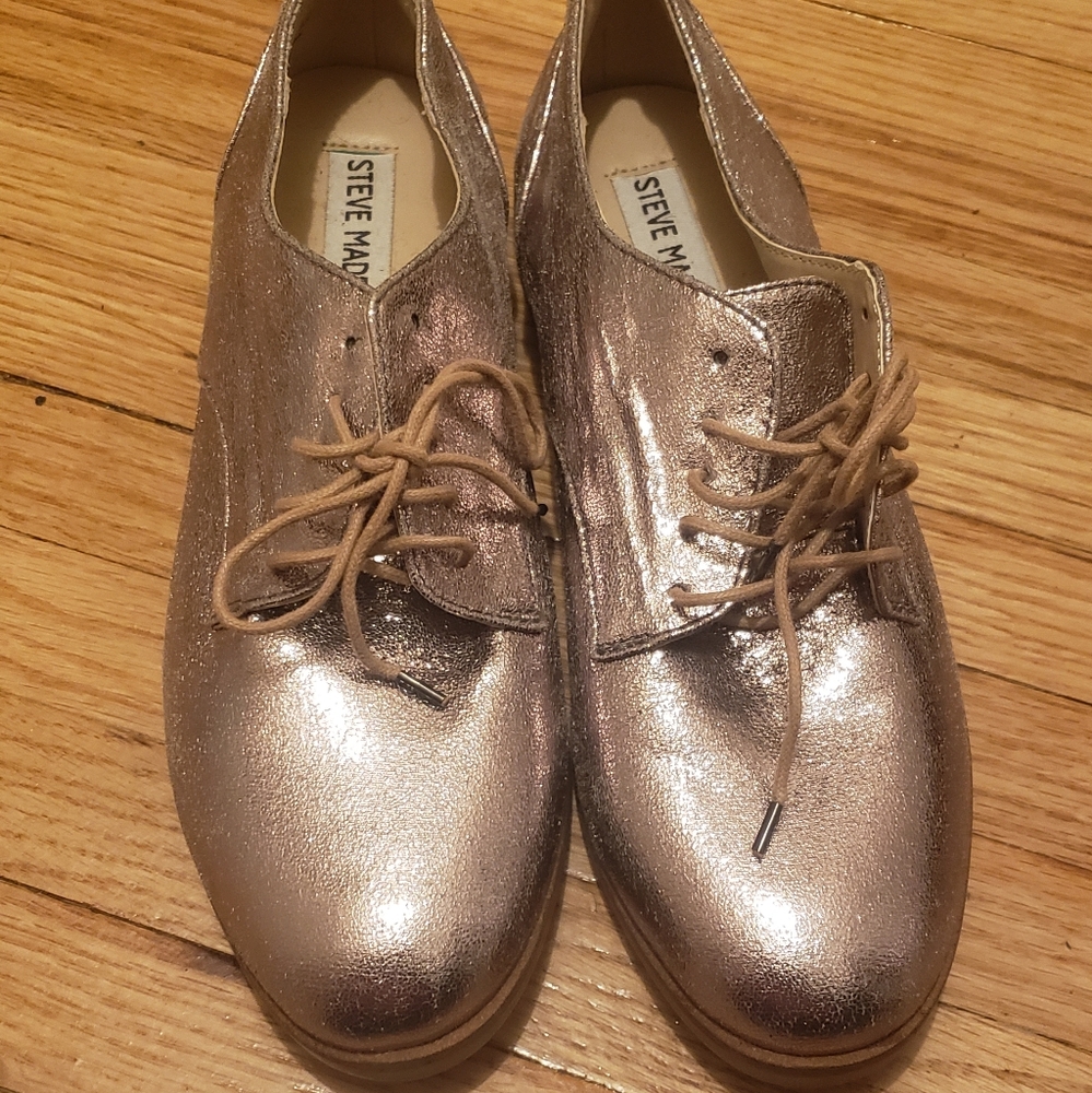 Addan Metallic Rose Gold Oxford Shoes